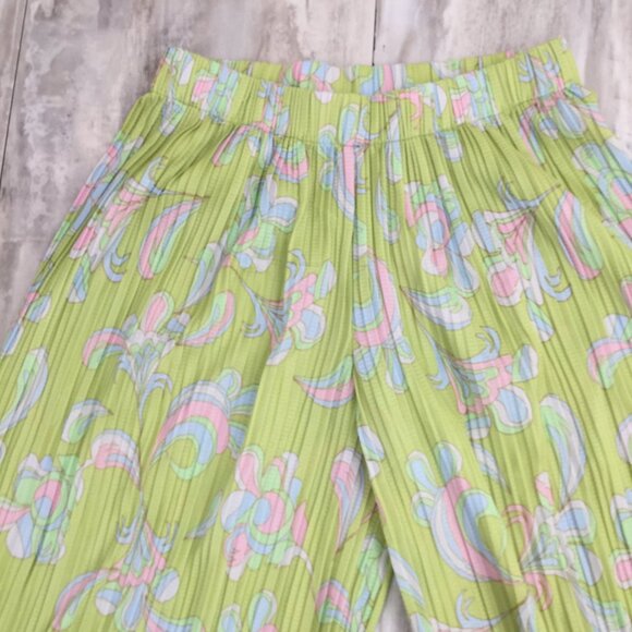 Zara Lime Green Pleated Wide Leg Pant m - Picture 5 of 13